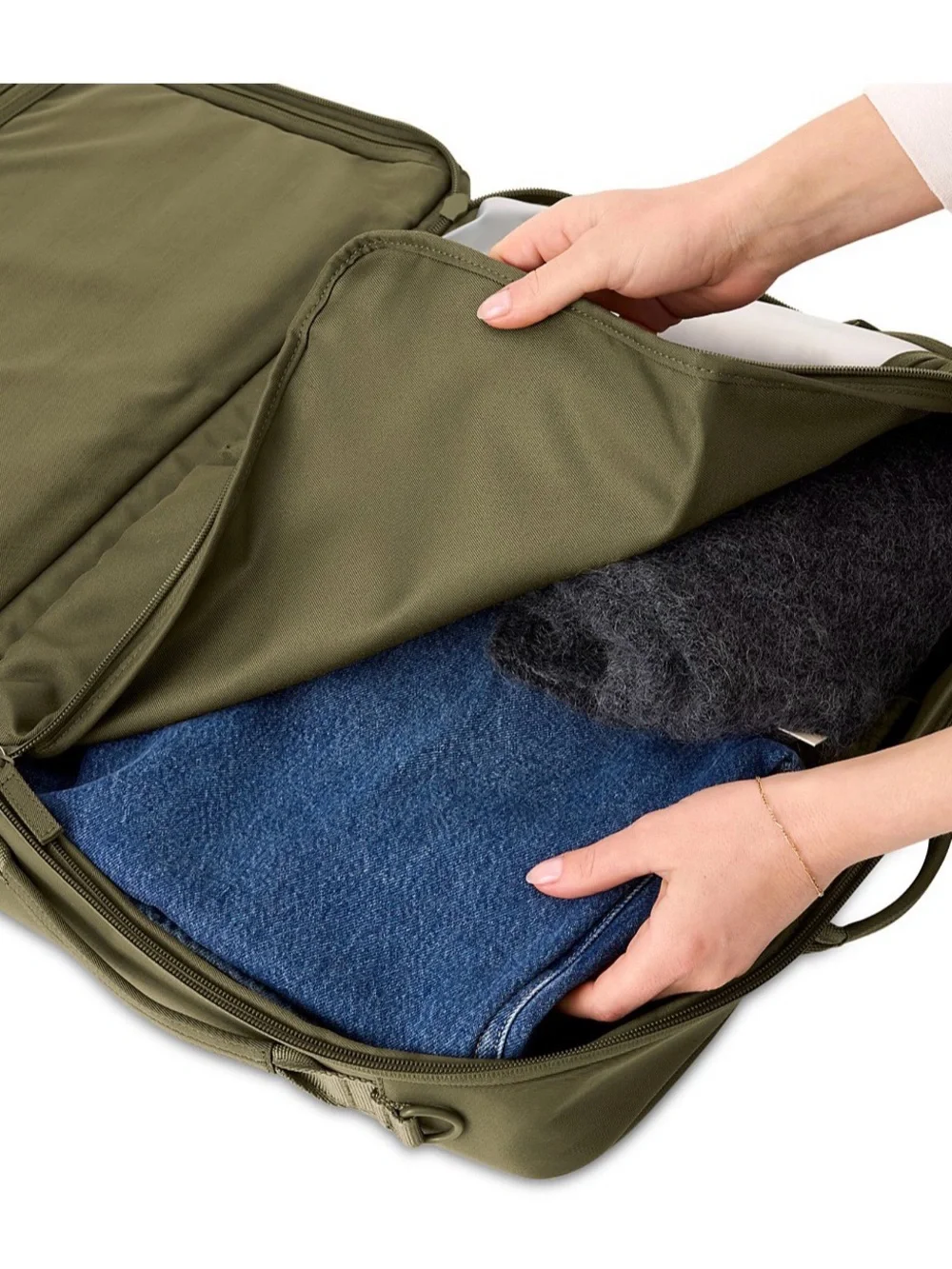 BEIS Olive Green Laptop Bag with Adjustable Shoulder Strap